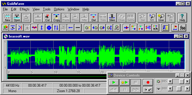 Alla samplingstoner i 
en wave-fil